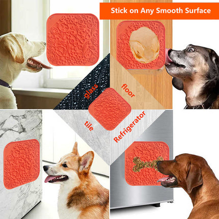 Pawfriends Asphyxia-resistant Silicone Dog Pet Lick Mat Slow Feeder Grooming Helper Orange