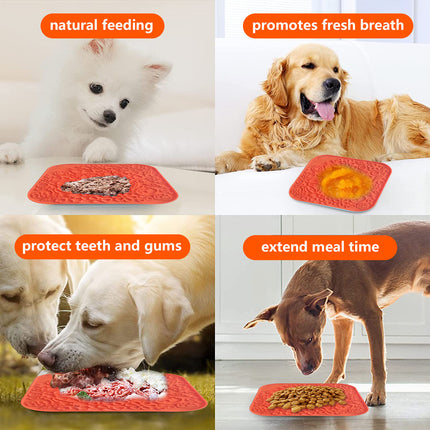 Pawfriends Asphyxia-resistant Silicone Dog Pet Lick Mat Slow Feeder Grooming Helper Orange