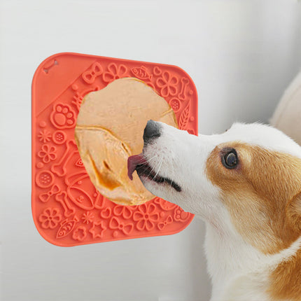 Pawfriends Asphyxia-resistant Silicone Dog Pet Lick Mat Slow Feeder Grooming Helper Orange