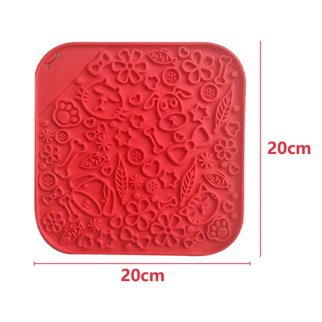 Pawfriends Asphyxia-resistant Silicone Dog Pet Lick Mat Slow Feeder Grooming Helper Red