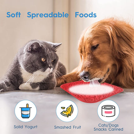 Pawfriends Asphyxia-resistant Silicone Dog Pet Lick Mat Slow Feeder Grooming Helper Red