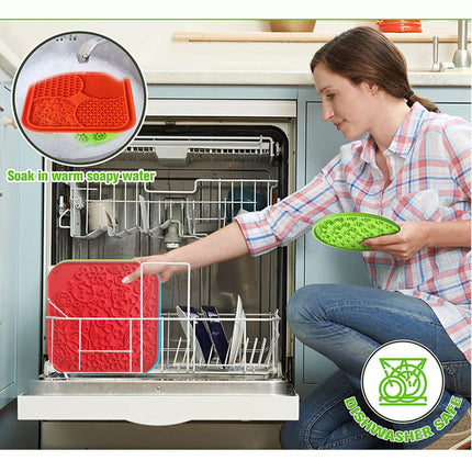 Pawfriends Asphyxia-resistant Silicone Dog Pet Lick Mat Slow Feeder Grooming Helper Red