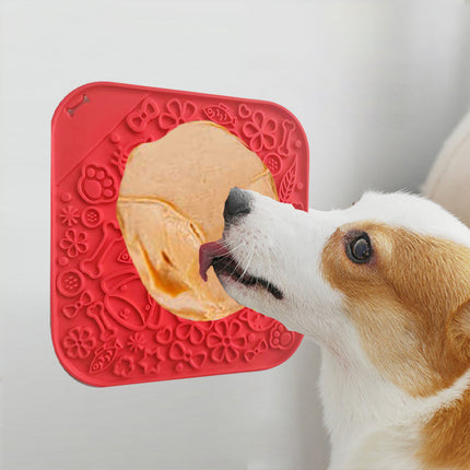 Pawfriends Asphyxia-resistant Silicone Dog Pet Lick Mat Slow Feeder Grooming Helper Red
