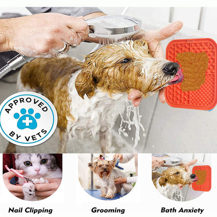 Pawfriends Silicone Dog Pet Lick Mat Anti-choking Slow Feeder Bath Grooming Helper Orange