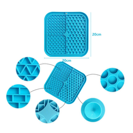 Pawfriends 3in1 Silicone Pet Lick Mat Cat Puppy Dog Slow Feeder Grooming Helper Mat Blue