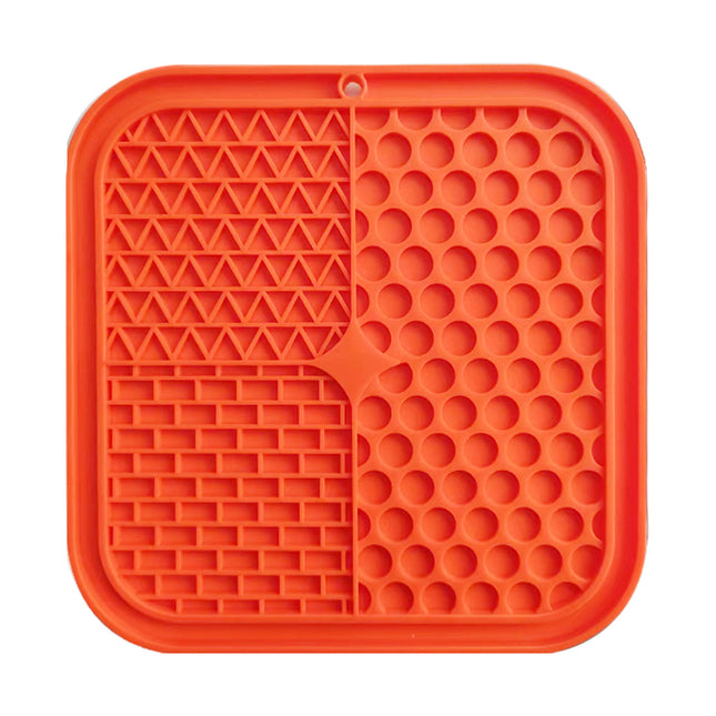 Pawfriends 3in1 Silicone Pet Lick Mat Cat Puppy Dog Slow Feeder Grooming Helper Mat Orange