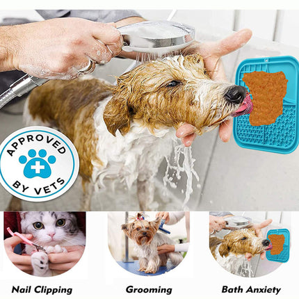 Pawfriends Silicone Dog Cat Pet Licking Pad Anti-Anxiety Toy Slow-Feeding Licking Pad Blue