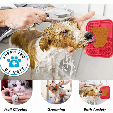 Pawfriends Dog Cat Pet Licking Pad Anti-Anxiety Toy Slow-Feeding Licking Pad Red