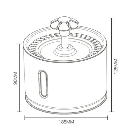 Pawfriends LED USB Automatic Electric Pet Water Fountain Cat Dog Drinking Dispenser Filter