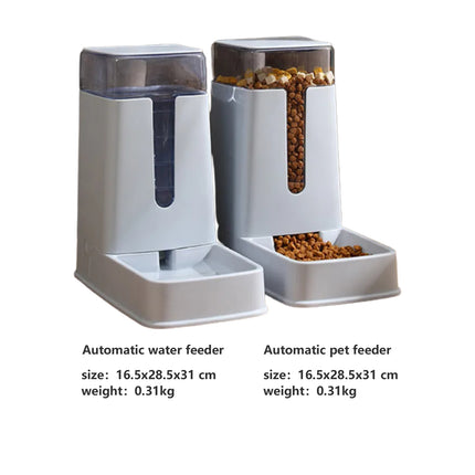 Pawfriends Pet Double Bowl Automatic Feeder Water Dispenser Dog Bowl Cat Bowl Bottle Grey