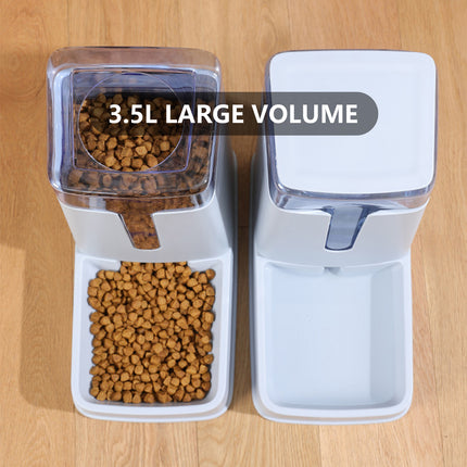 Pawfriends Pet Double Bowl Automatic Feeder Water Dispenser Dog Bowl Cat Bowl Bottle Grey