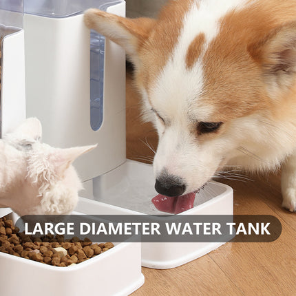 Pawfriends Pet Double Bowl Automatic Feeder Water Dispenser Dog Bowl Cat Bowl Bottle Grey