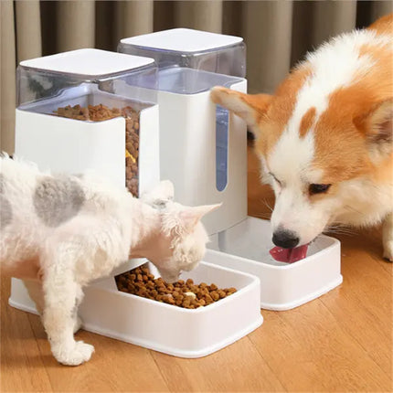 Pawfriends Pet Double Bowl Automatic Feeder Water Dispenser Dog Bowl Cat Bowl Bottle