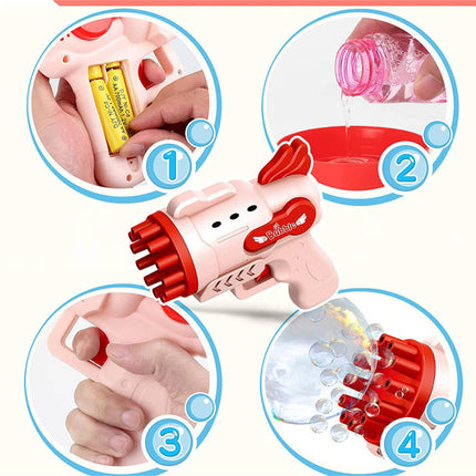 Bubblerainbow Angel 12-Hole Bubble Gun a Dual-Purpose Bubble Fan for Children to Play Blue