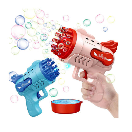 Bubblerainbow Angel 12-Hole Bubble Gun a Dual-Purpose Bubble Fan for Children to Play Pink