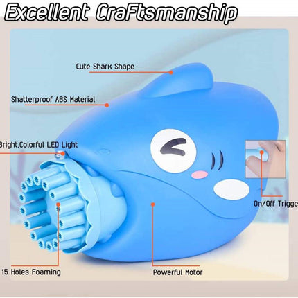 Bubblerainbow 15-Hole Bubble Gun Shark Bubble Machine Automatic Children's Hand-Held Outdoor Toys
