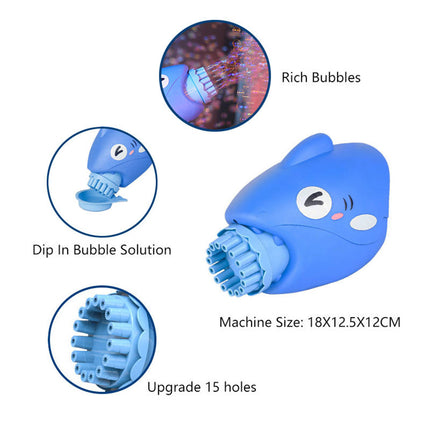 Bubblerainbow 15-Hole Bubble Gun Shark Bubble Machine Automatic Children's Hand-Held Outdoor Toys