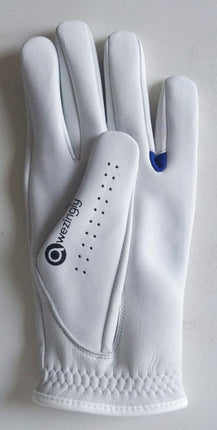 Awezingly Power Touch Cabretta Leather Golf Glove for Men - White (M)