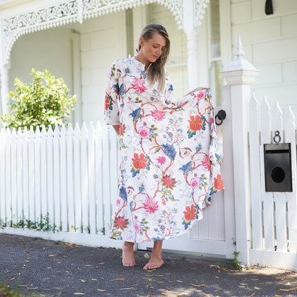 Cotton Maxi Dress Summer Dress Boho dress Gift for her Long Boho Dress Women Kimono Wrap Dress Valentine Mother's Day Christmas - SM