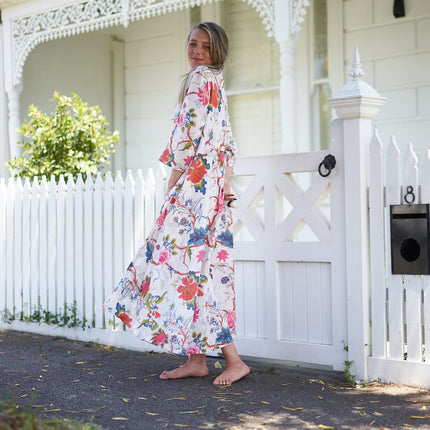 Cotton Maxi Dress Summer Dress Boho dress Gift for her Long Boho Dress Women Kimono Wrap Dress Valentine Mother's Day Christmas - SM