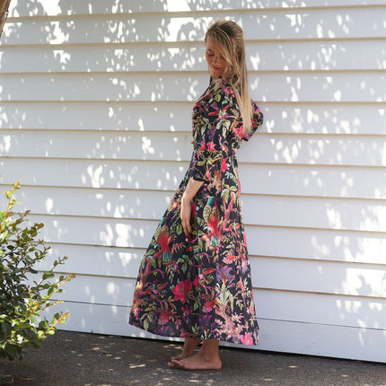Cotton Maxi Dress Summer Dress Boho dress Gift for her Long Boho Dress Women Kimono Wrap Dress Valentine Mother's Day Christmas - SM