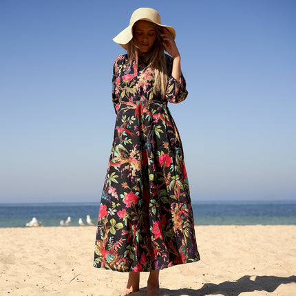 Cotton Maxi Dress Summer Dress Boho dress Gift for her Long Boho Dress Women Kimono Wrap Dress Valentine Mother's Day Christmas - SM