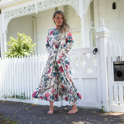 Cotton Maxi Dress Summer Dress Boho dress Gift for her Long Boho Dress Women Kimono Wrap Dress Valentine Mother's Day Christmas - LXL