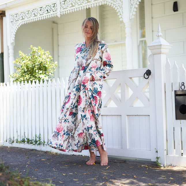 Cotton Maxi Dress Summer Dress Boho dress Gift for her Long Boho Dress Women Kimono Wrap Dress Valentine Mother's Day Christmas - LXL
