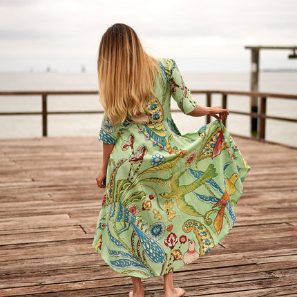 Cotton Maxi Dress Summer Dress Boho dress Gift for her Long Boho Dress Women Kimono Wrap Dress Valentine Mother's Day Christmas - S/M
