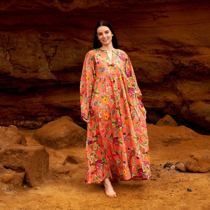 Cotton Maxi Dress Summer Dress Boho dress Gift for her Long Boho Dress Women Kimono Wrap Dress Valentine Mother's Day Christmas - L/XL
