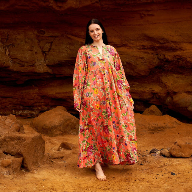 Cotton Maxi Dress Summer Dress Boho dress Gift for her Long Boho Dress Women Kimono Wrap Dress Valentine Mother's Day Christmas - L/XL