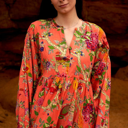 Cotton Maxi Dress Summer Dress Boho dress Gift for her Long Boho Dress Women Kimono Wrap Dress Valentine Mother's Day Christmas - S/M
