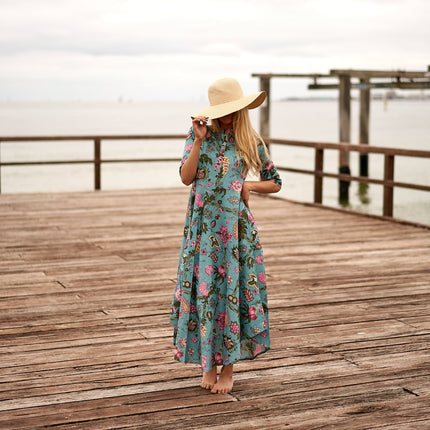 Cotton Maxi Dress Summer Dress Boho dress Gift for her Long Boho Dress Women Kimono Wrap Dress Valentine Mother's Day Christmas - S/M