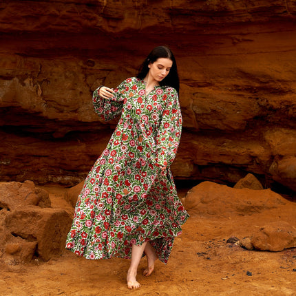Cotton Maxi Dress Summer Dress Boho dress Gift for her Long Boho Dress Women Kimono Wrap Dress Valentine Mother's Day Christmas - S/M
