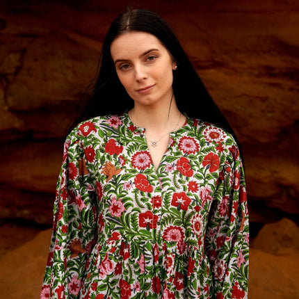 Cotton Maxi Dress Summer Dress Boho dress Gift for her Long Boho Dress Women Kimono Wrap Dress Valentine Mother's Day Christmas - S/M