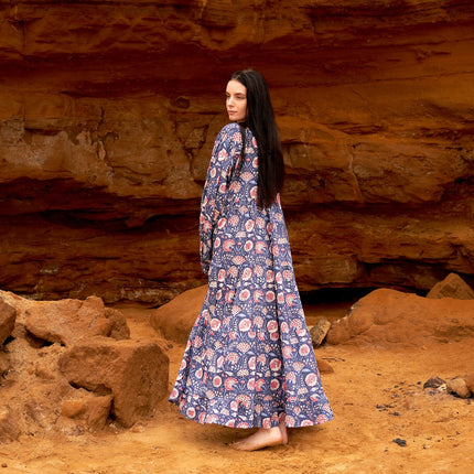 Cotton Maxi Dress Summer Dress Boho dress Gift for her Long Boho Dress Women Kimono Wrap Dress Valentine Mother's Day Christmas - L/XL