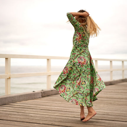 Cotton Maxi Dress Summer Dress Boho dress Gift for her Long Boho Dress Women Kimono Wrap Dress Valentine Mother's Day Christmas - S/M