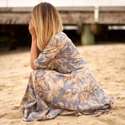 Cotton Maxi Dress Summer Dress Boho dress Gift for her Long Boho Dress Women Kimono Wrap Dress Valentine Mother's Day Christmas - L/XL