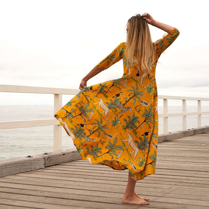 Cotton Maxi Dress Summer Dress Boho dress Gift for her Long Boho Dress Women Kimono Wrap Dress Valentine Mother's Day Christmas - L/XL