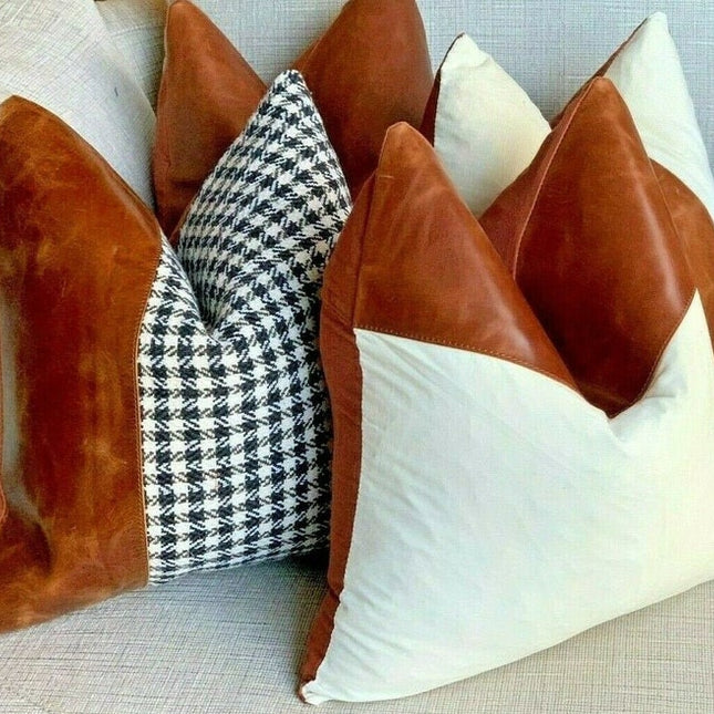Genuine Leather Cushion Cover Pillow Cover Leather Pillow Leather Cushion Vintage Leather Tan Pillow Cover