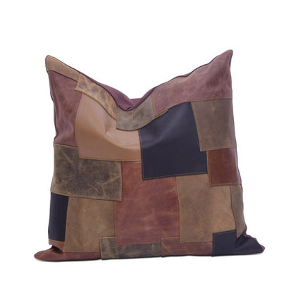 Melbourne Leather Co Genuine Leather Patchwork Cushion Cover Pillow Cover Leather Pillow Leather Cushion Vintage Leather Tan Pillow Cover