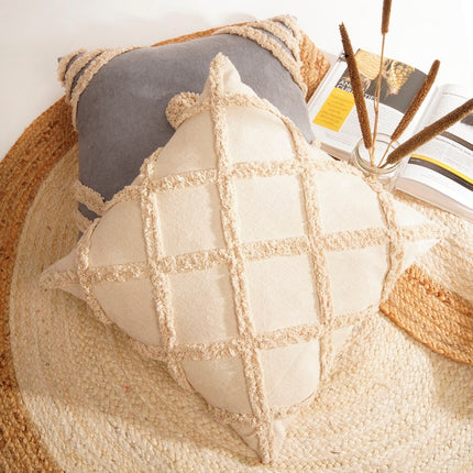 Linen Connections Tassel Hand Tufted Cushion Cover Moroccan Boho 'Shaggy' Beni Ourain Style Cushion Cover - Berber Style Cushion Cover