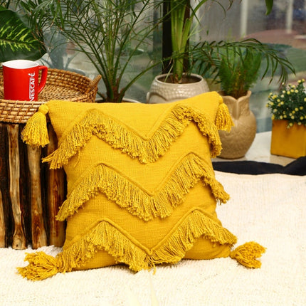 Tassels Linen Cushion Cover 50*50cm Beige Pillow Cover Handmade Boho rustic decor cream Moroccan Cushions Hand Tufted Cushion Lumbar Pillow