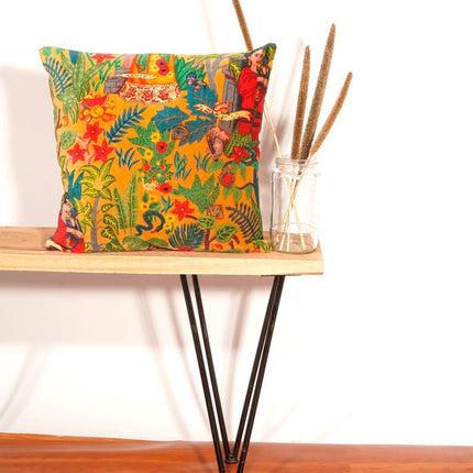 Linen Connections Frida Kahlo Velvet Cushion Cover Frida's Garden Cushion Handmade Mexico Muertes Decorative Cushion 100% cotton velvet