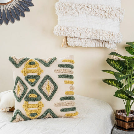 Tassels Linen Cushion Cover 50*50cm Beige Pillow Cover Handmade Boho rustic decor cream Moroccan Cushions Hand Tufted Cushion Lumbar Pillow