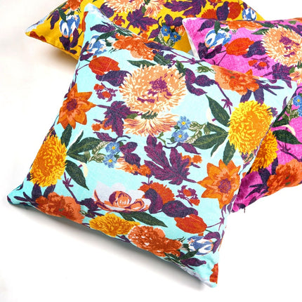 Mexican Painter Pillow Case, Frida Floral Decorative Cushion, Mexican Painter Art Garden Country Mexico Muertes Cushion Cover