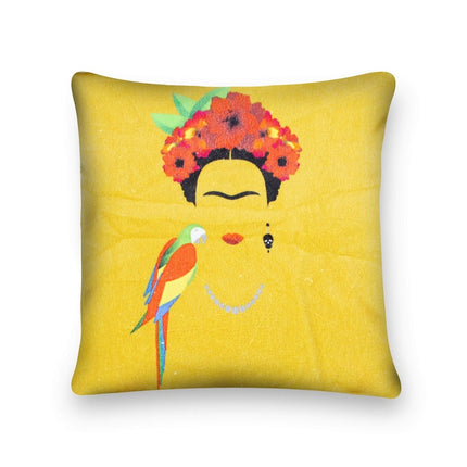 Mexican Painter Pillow Case, Frida Floral Decorative Cushion, Mexican Painter Art Garden Country Mexico Muertes Cushion Cover