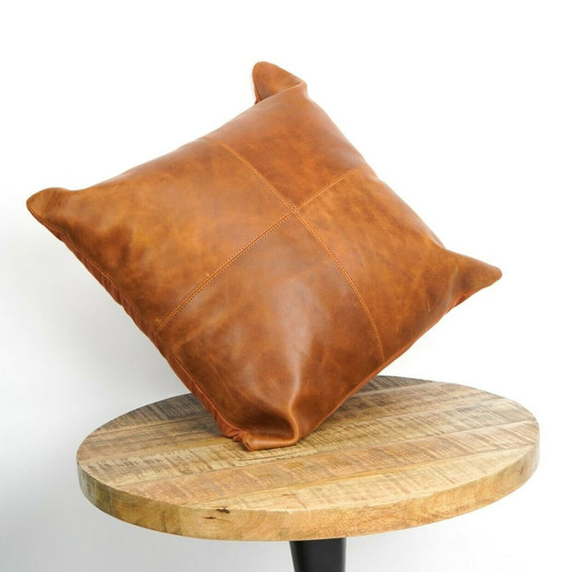 Melbourne Leather Co Genuine Leather Patchwork Cushion Cover Pillow Cover Leather Pillow Leather Cushion Vintage Leather Tan Pillow Cover