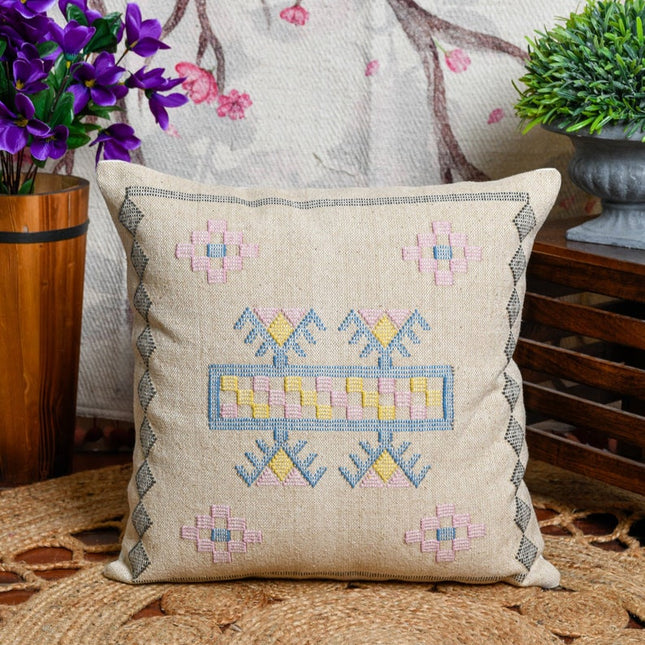 Tassels Linen Cushion Cover 50*50cm Beige Pillow Cover Handmade Boho rustic decor cream Moroccan Cushions Hand Tufted Cushion Lumbar Pillow