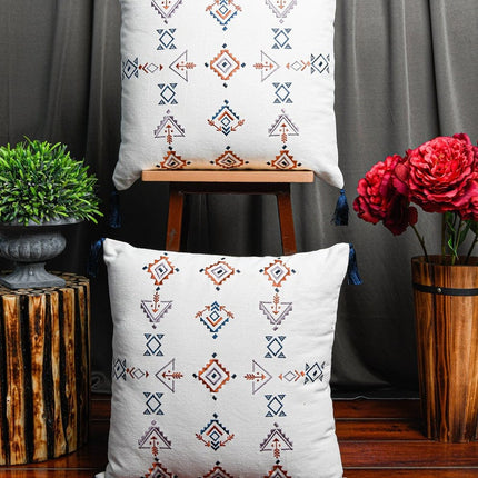 Tassels Linen Cushion Cover 50*50cm Beige Pillow Cover Handmade Boho rustic decor cream Moroccan Cushions Hand Tufted Cushion Lumbar Pillow